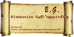 Blaskovics Gyöngyvirág névjegykártya
